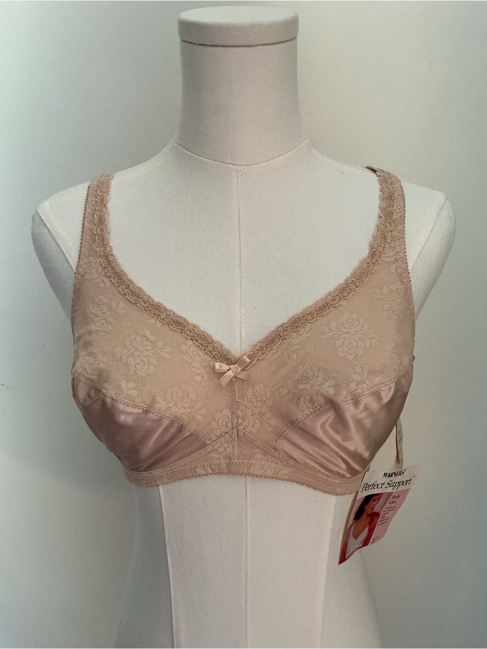 Warner's Vintage 70/80’s “Perfect Support” Lace-Trim Non-Wired Bra Sz 36B